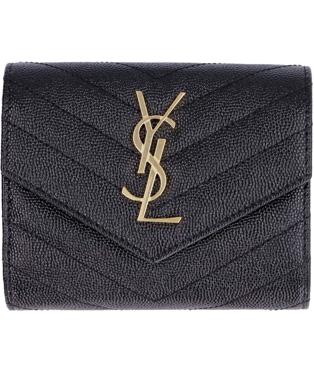 SAINT LAURENT Черный кожаный кошелек, фото 2