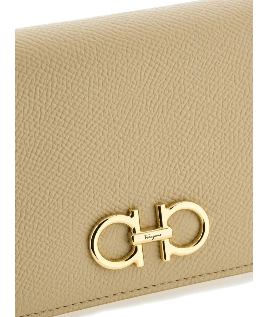 FERRAGAMO Бежевый кожаный кошелек, фото 4