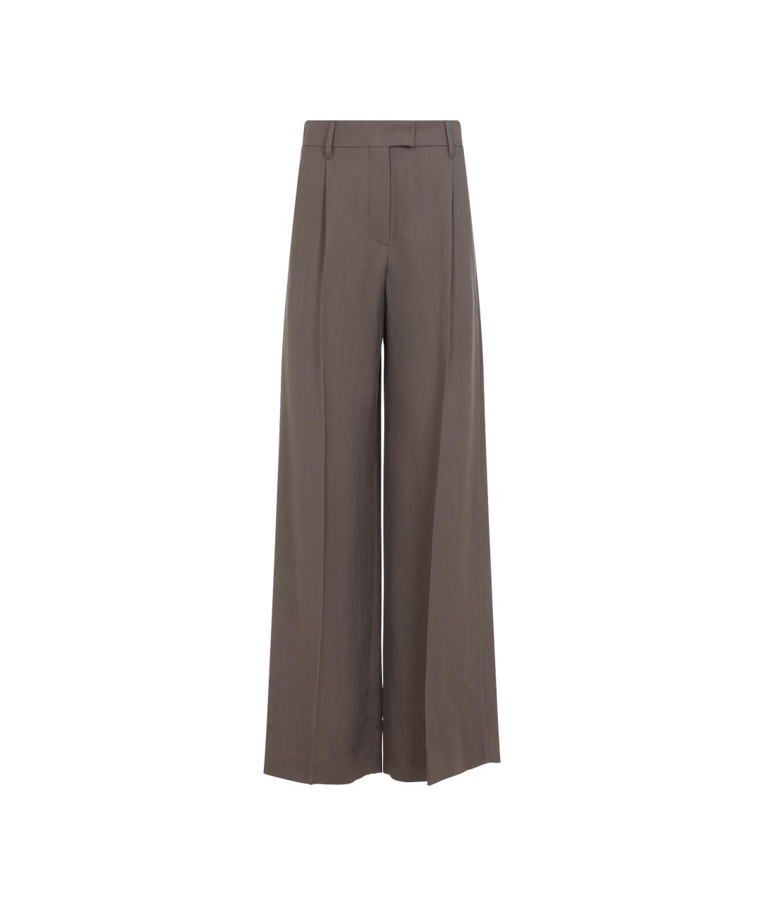 BRUNELLO CUCINELLI Коричневые льняные прямые брюки, фото 1