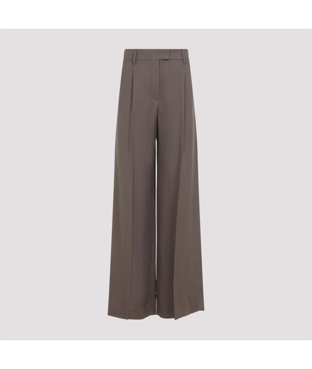 BRUNELLO CUCINELLI Коричневые льняные прямые брюки, фото 2