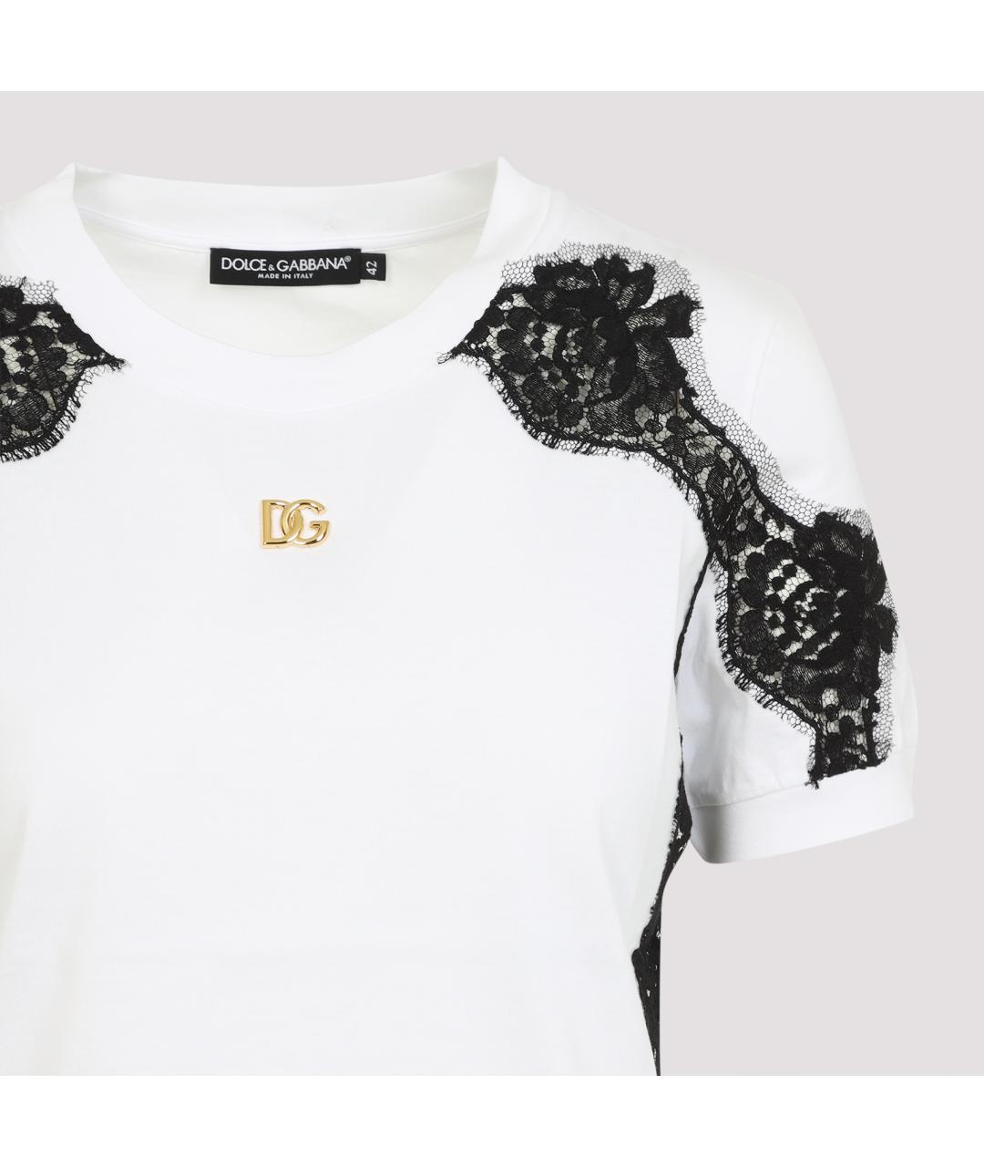 DOLCE&GABBANA Белая хлопковая футболка, фото 4
