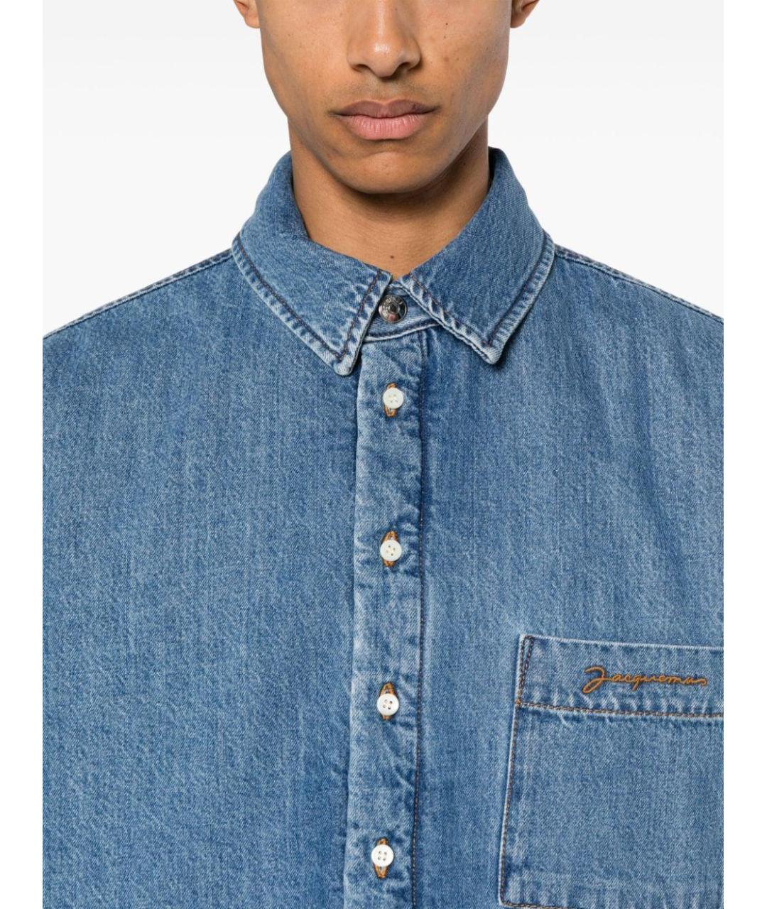 JACQUEMUS Синяя кэжуал рубашка, фото 5