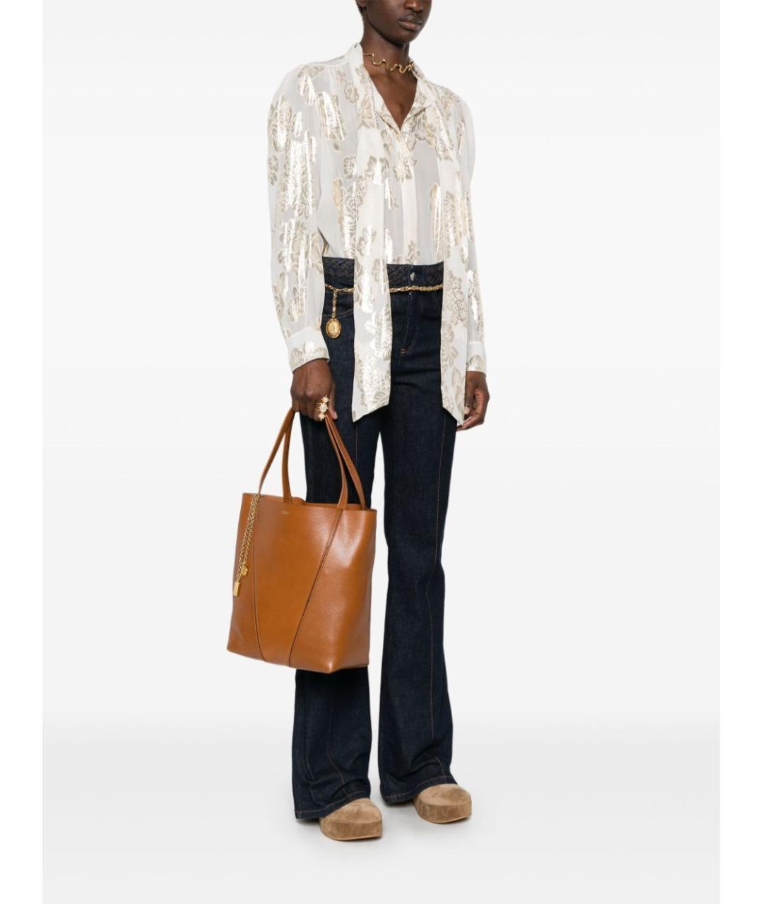 CHLOE Коричневая кожаная сумка тоут, фото 2