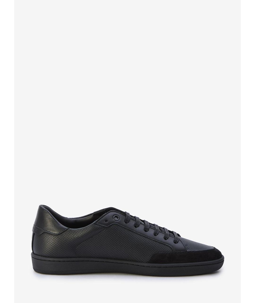SAINT LAURENT Черные кожаные низкие кроссовки / кеды, фото 3