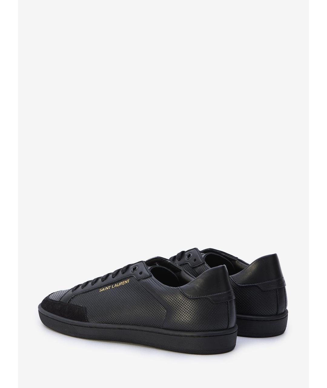 SAINT LAURENT Черные кожаные низкие кроссовки / кеды, фото 4
