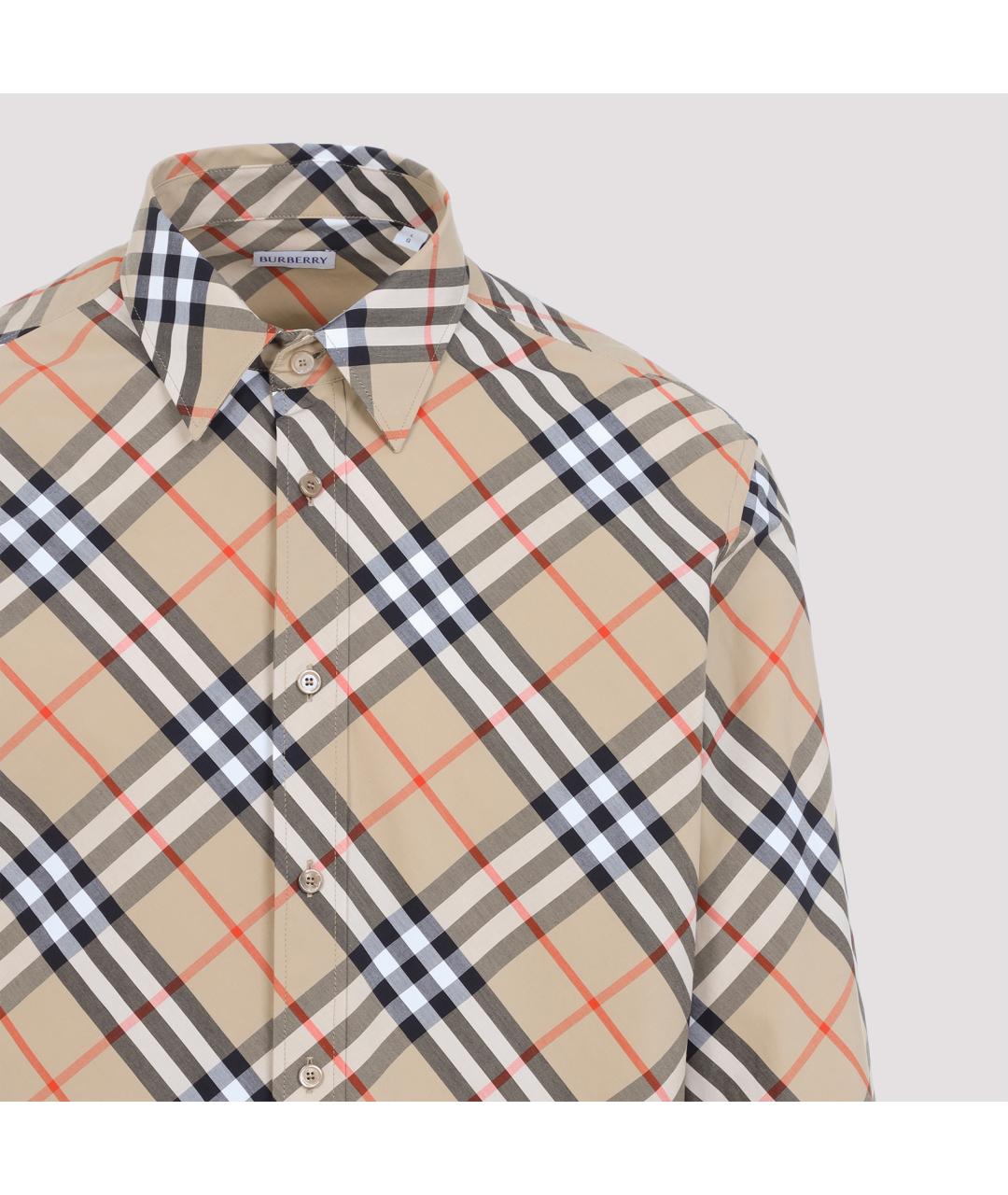 BURBERRY Бежевая хлопковая кэжуал рубашка, фото 5
