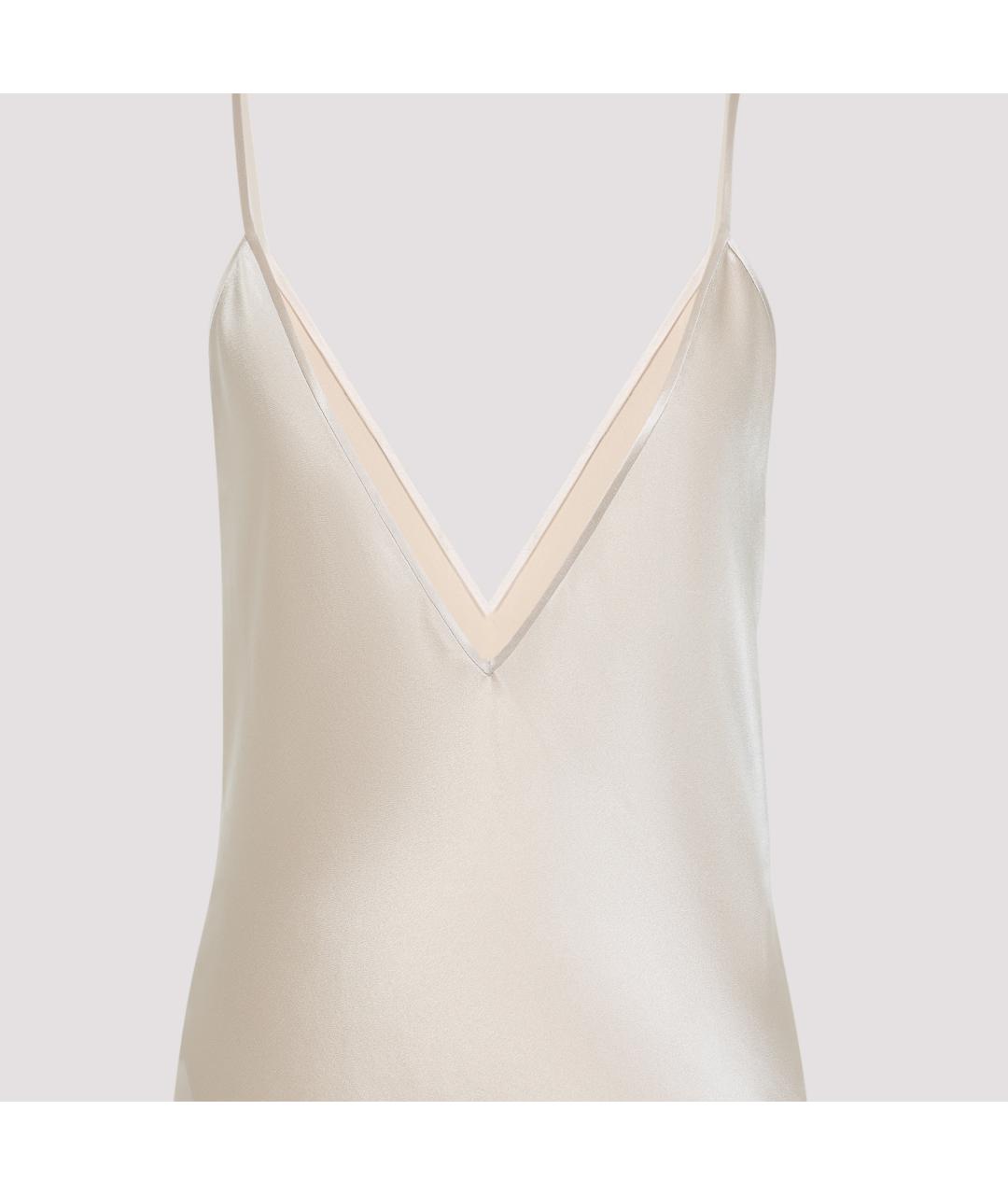 SAINT LAURENT Бежевое шелковое вечернее платье, фото 4
