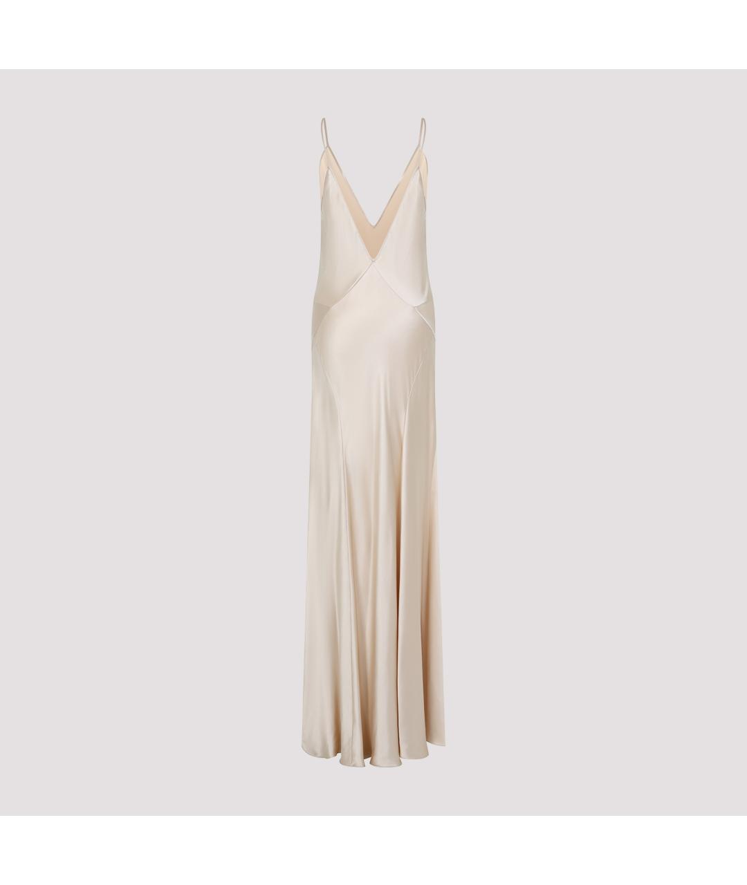 SAINT LAURENT Бежевое шелковое вечернее платье, фото 3
