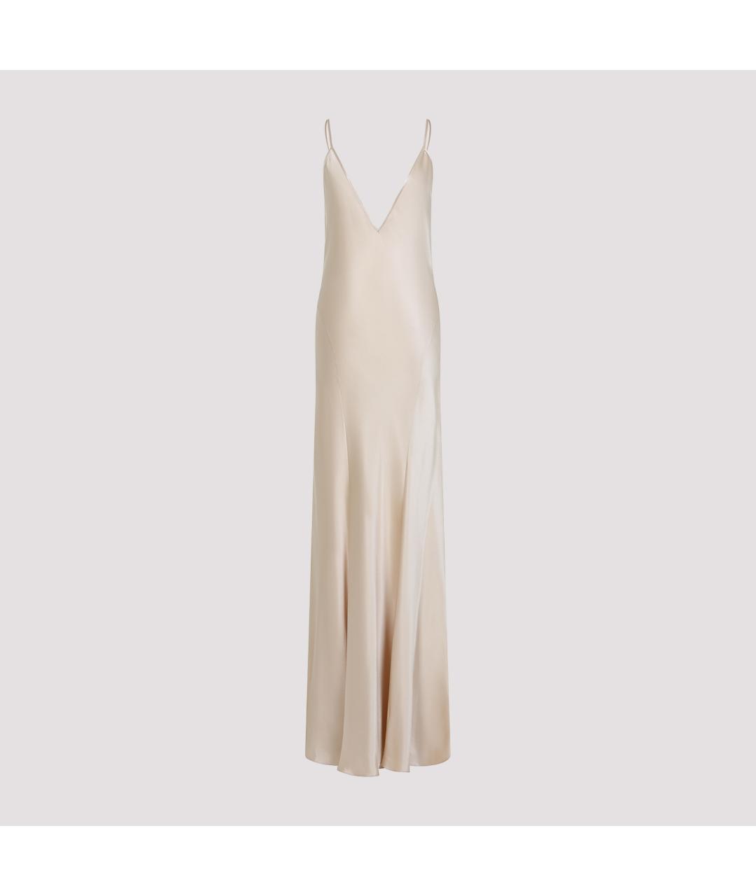 SAINT LAURENT Бежевое шелковое вечернее платье, фото 2