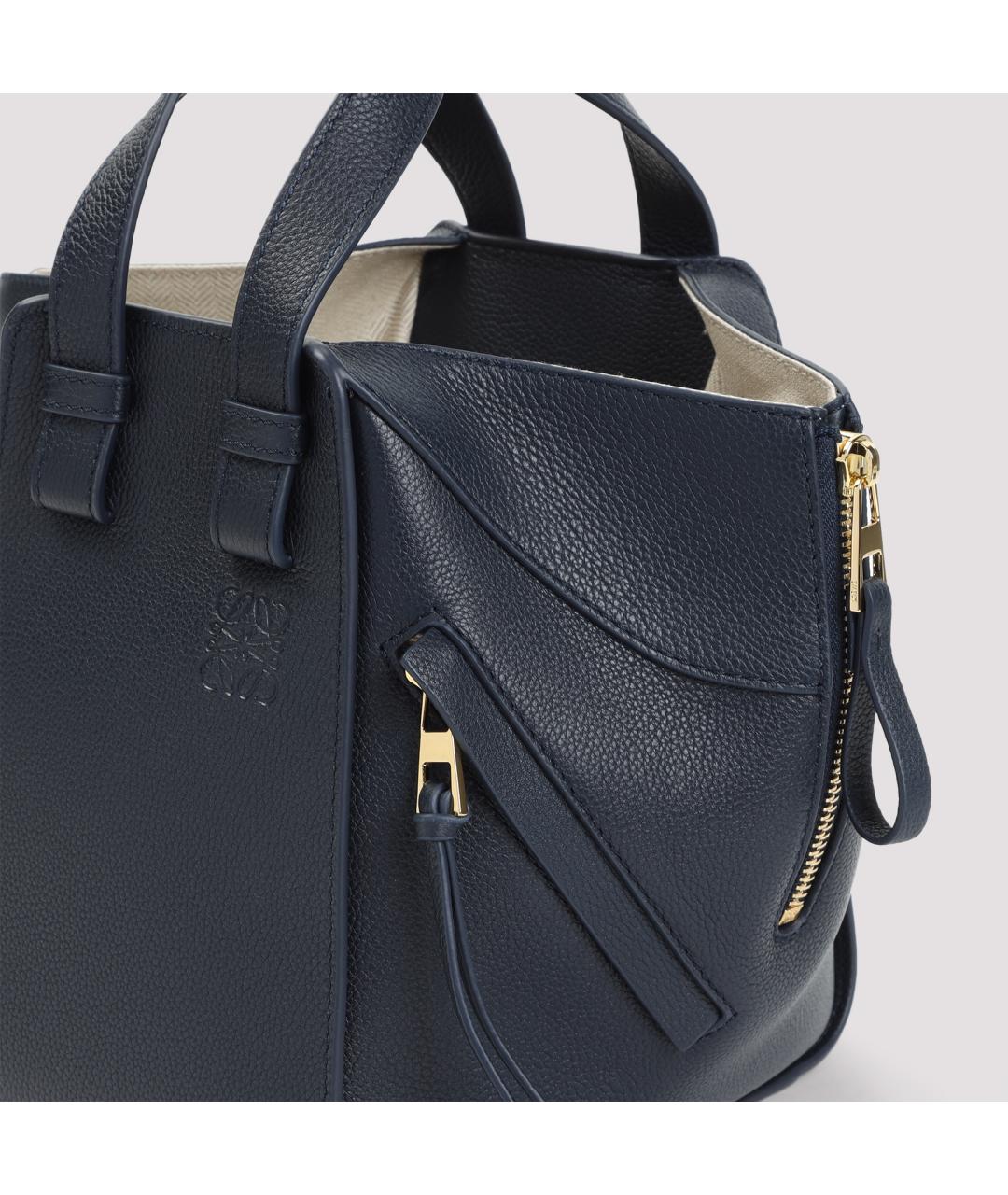 LOEWE Темно-синяя кожаная сумка тоут, фото 5