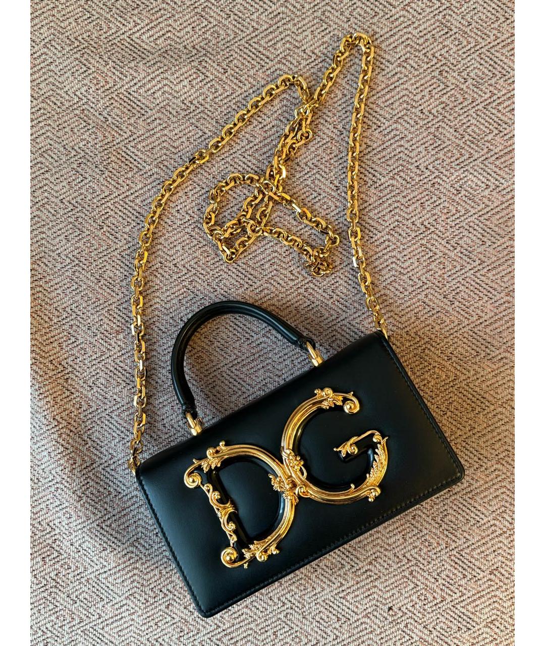 DOLCE&GABBANA Черная кожаная сумка через плечо, фото 3