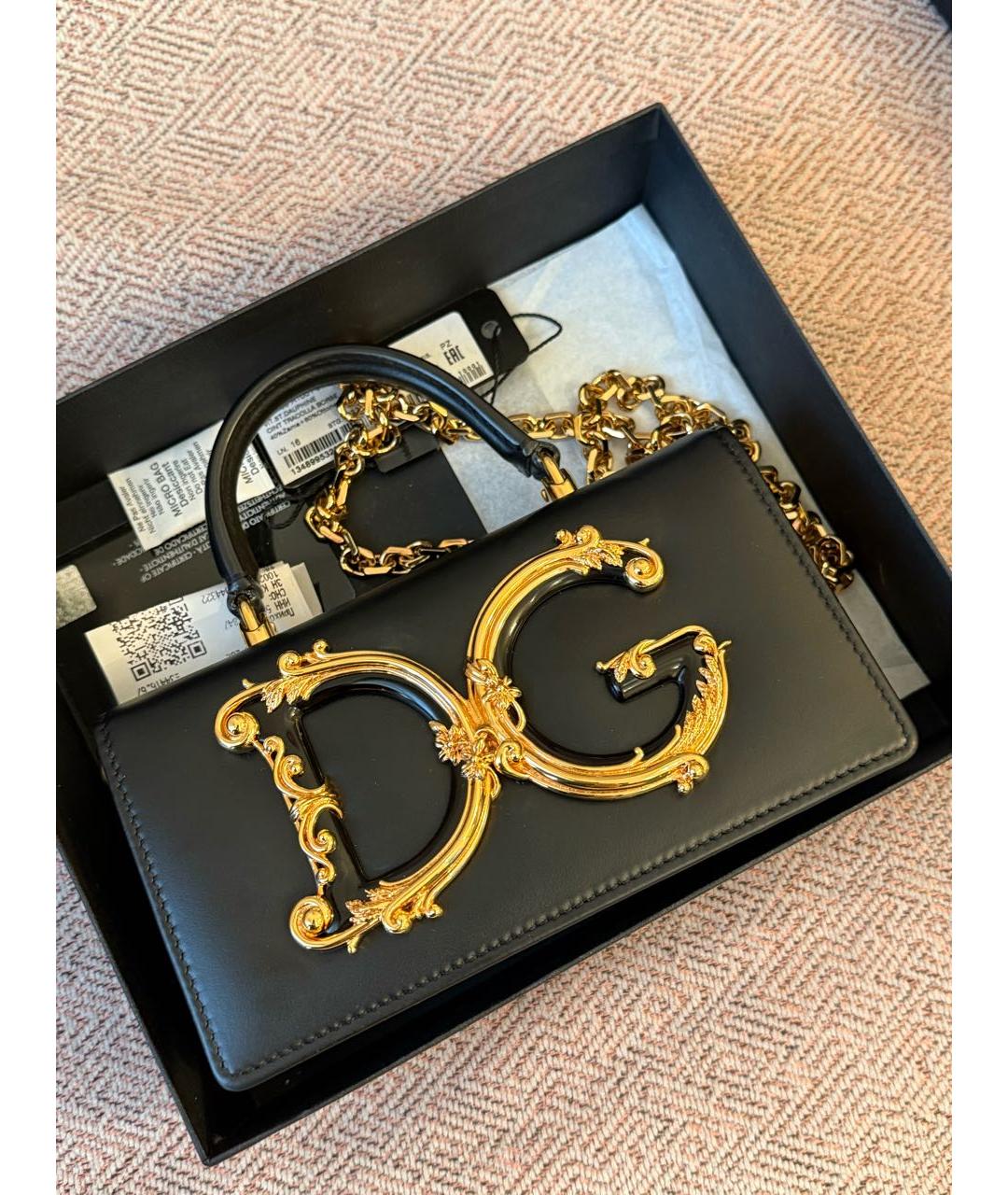 DOLCE&GABBANA Черная кожаная сумка через плечо, фото 2