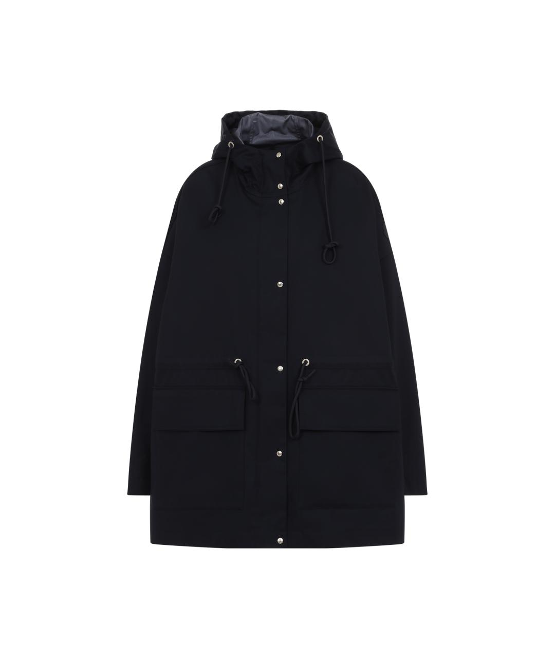 MONCLER Темно-синяя полиэстеровая куртка, фото 1