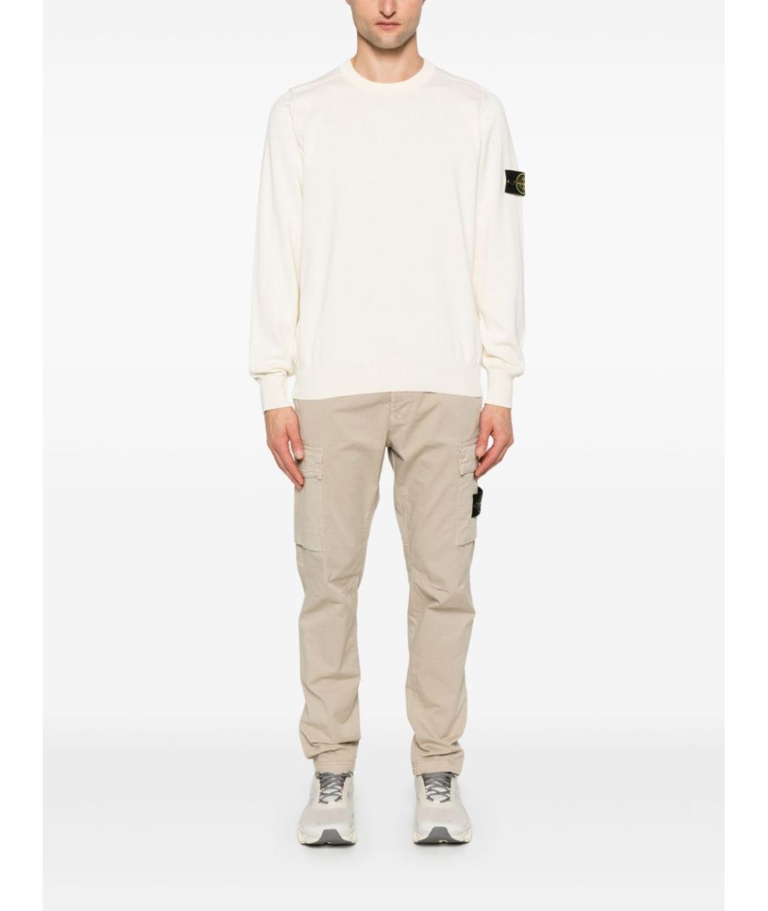 STONE ISLAND Бежевый хлопковый джемпер / свитер, фото 2