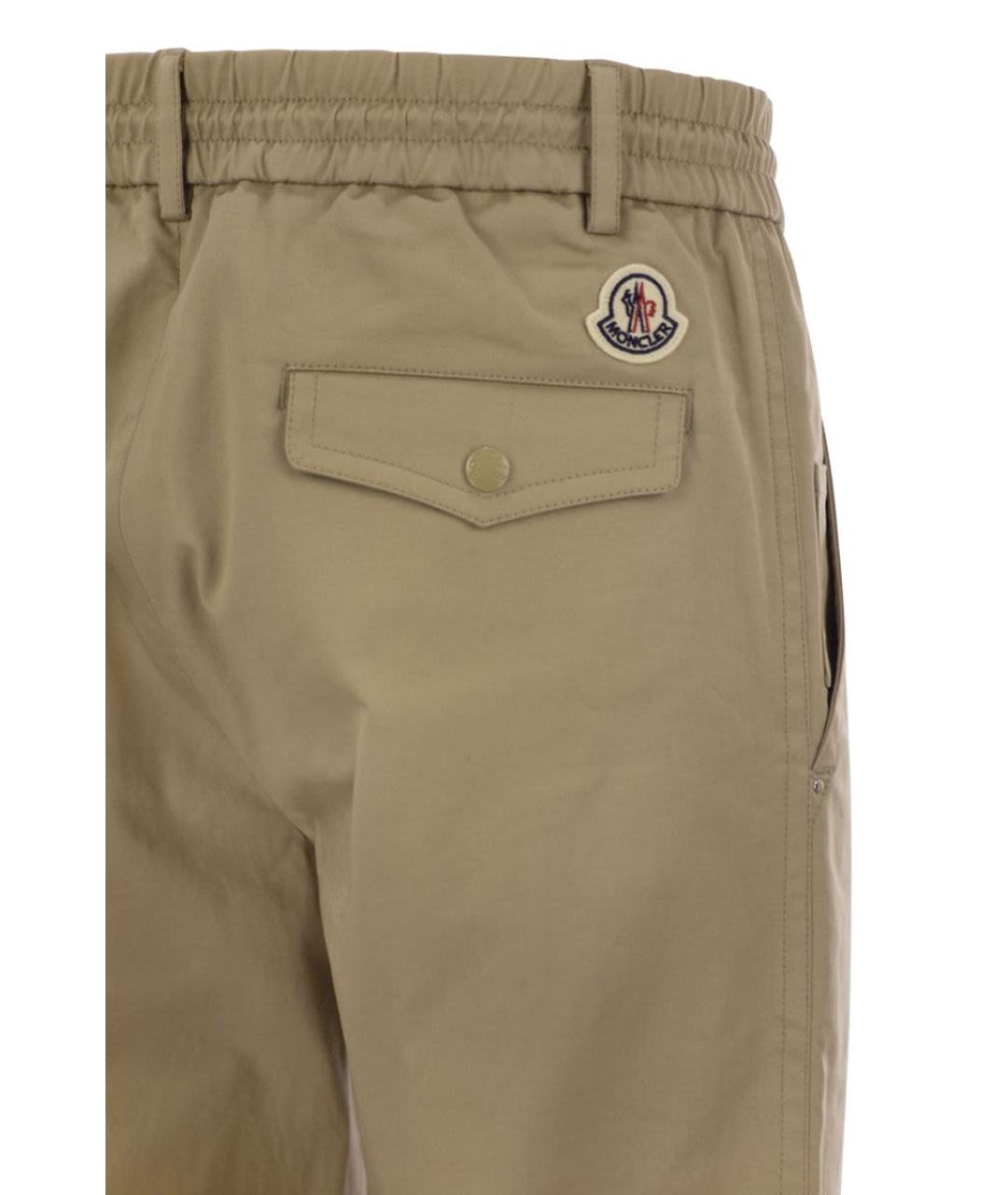 MONCLER Бежевые хлопковые повседневные брюки, фото 4