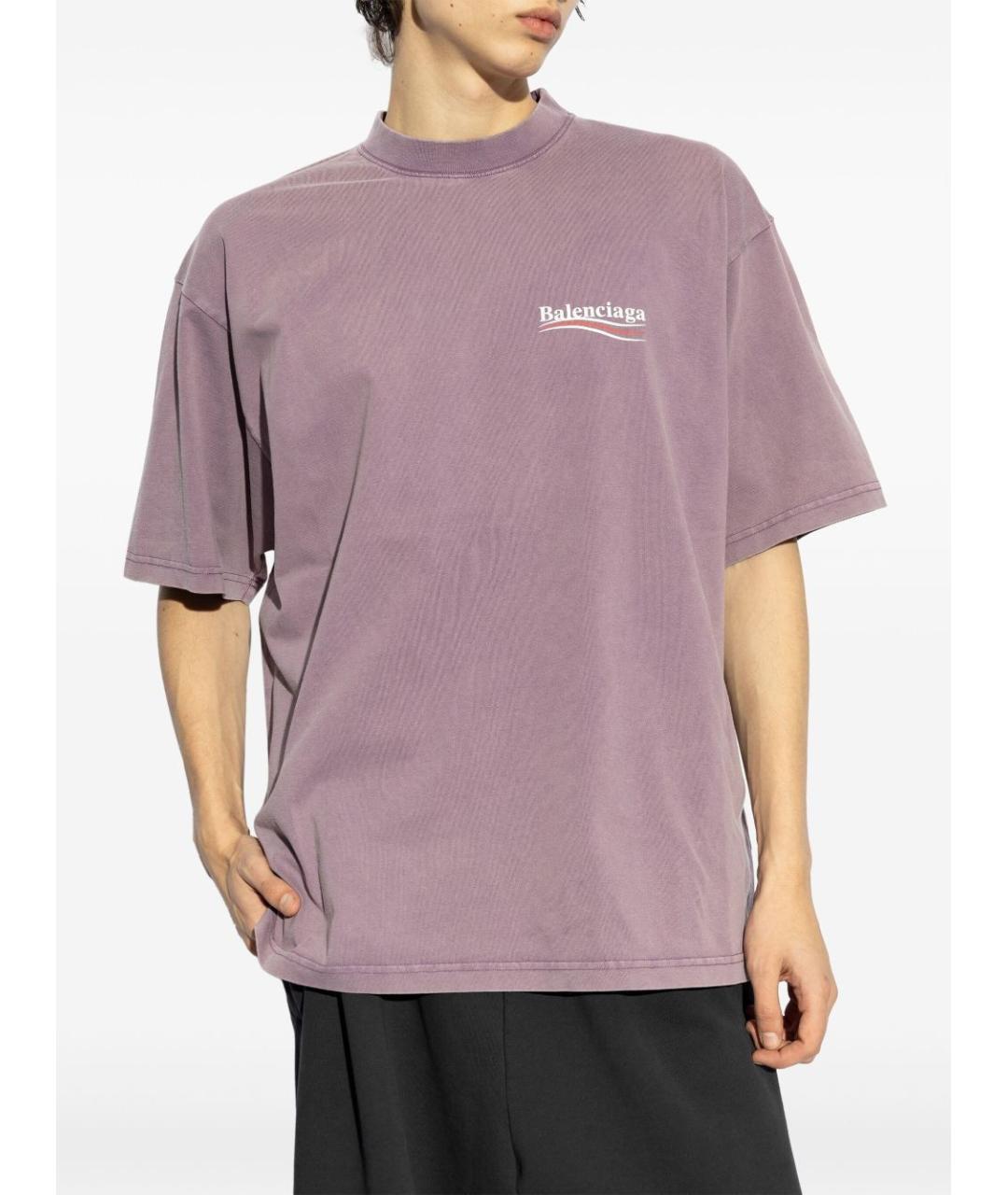 BALENCIAGA Розовая хлопковая футболка, фото 3