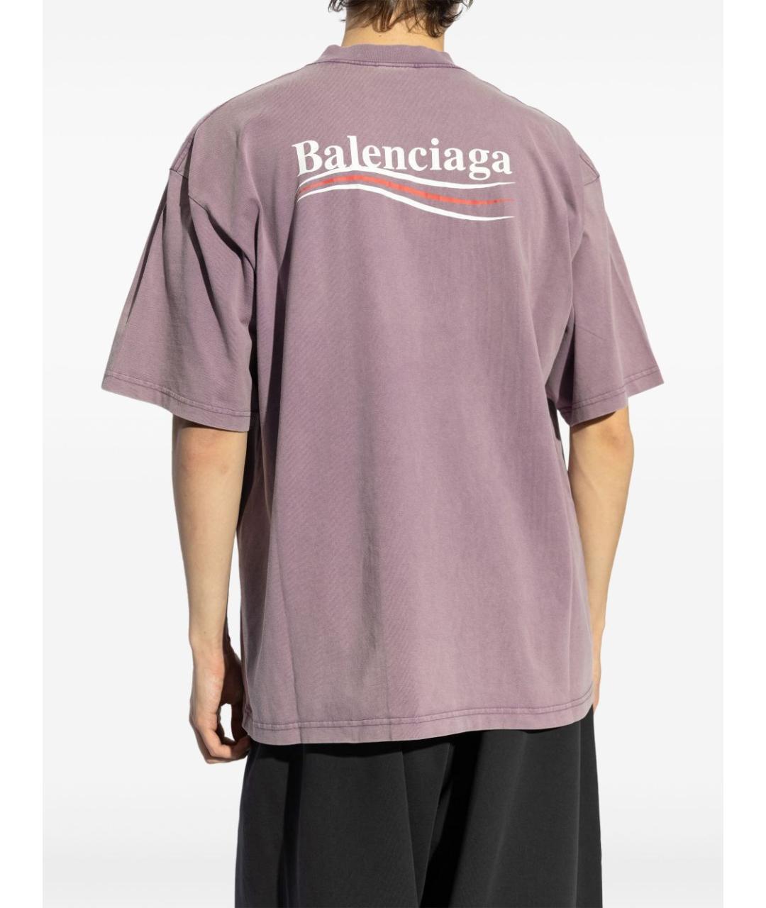 BALENCIAGA Розовая хлопковая футболка, фото 4