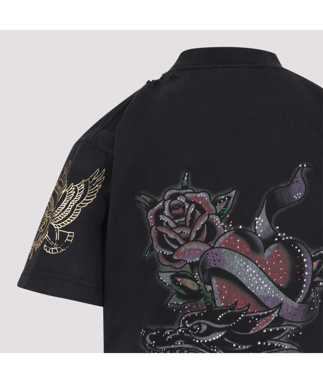 BALENCIAGA Черная хлопковая футболка, фото 5