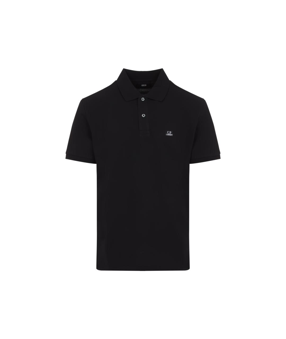 CP COMPANY Черное хлопковое поло с коротким рукавом, фото 1