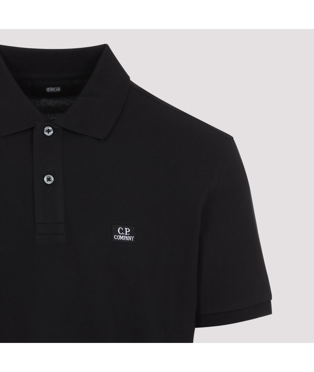 CP COMPANY Черное хлопковое поло с коротким рукавом, фото 4