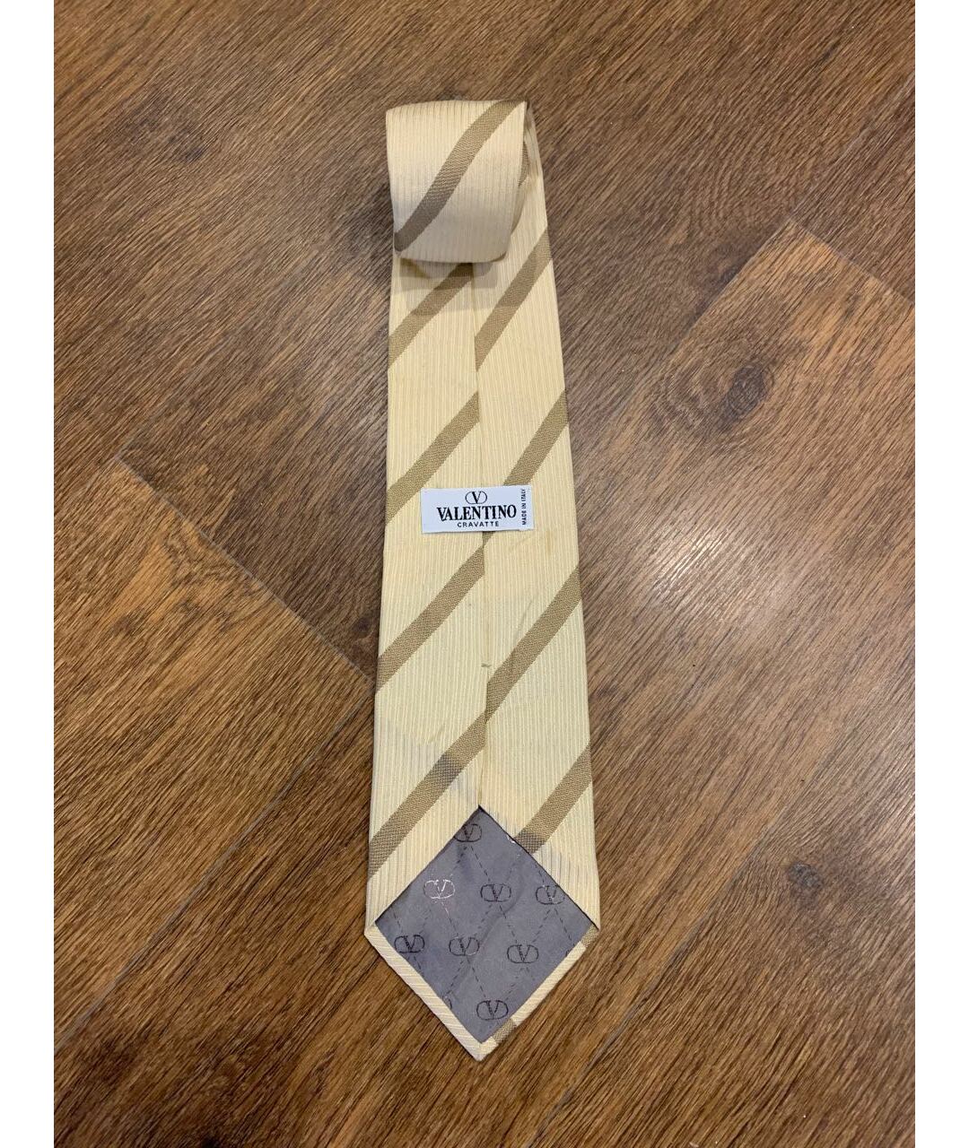 VALENTINO VINTAGE Бежевый шелковый галстук, фото 2