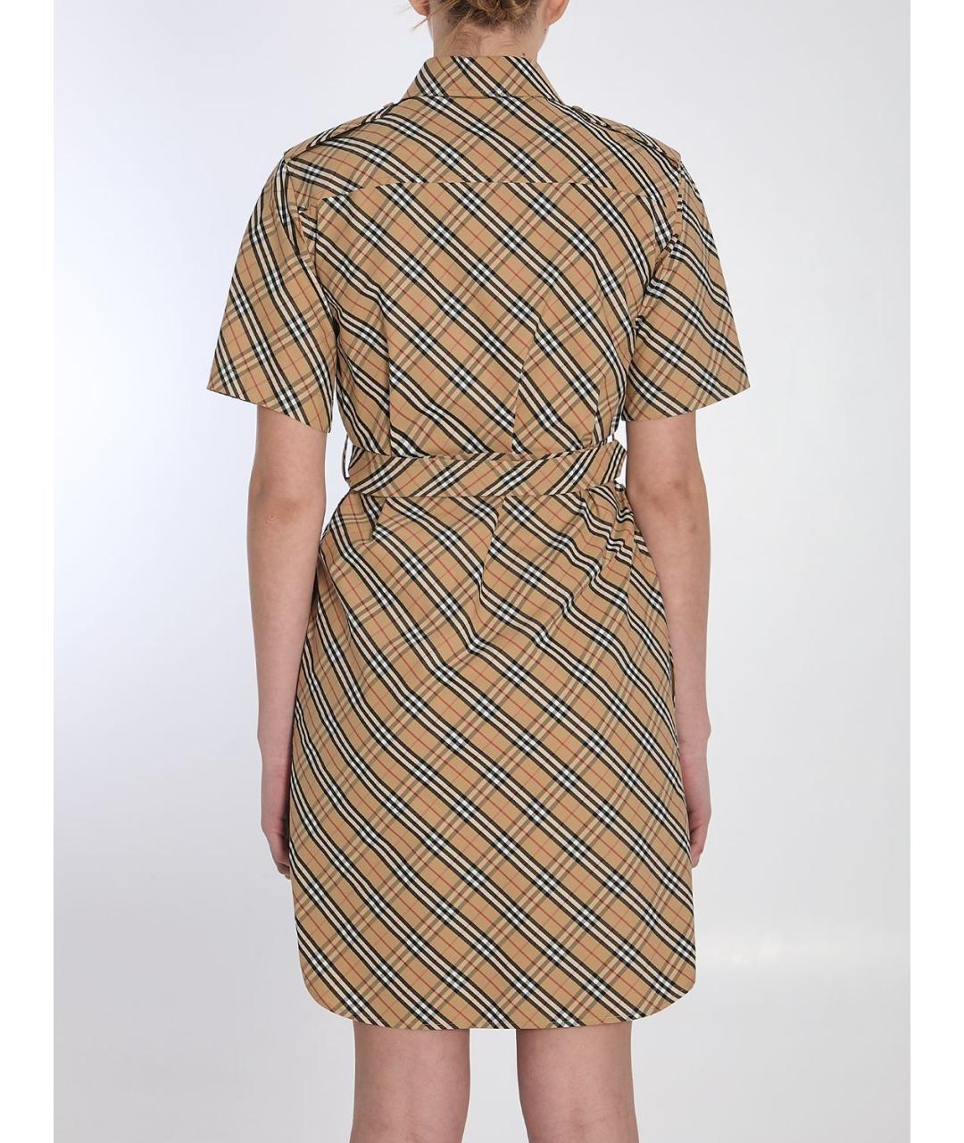 BURBERRY Коричневое хлопковое повседневное платье, фото 4