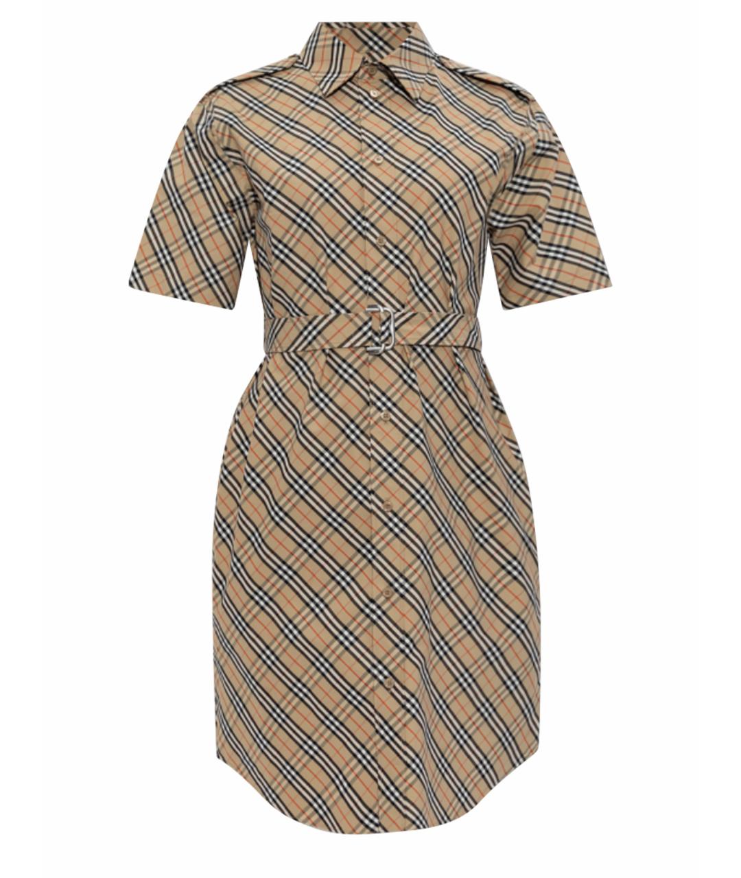 BURBERRY Коричневое хлопковое повседневное платье, фото 1