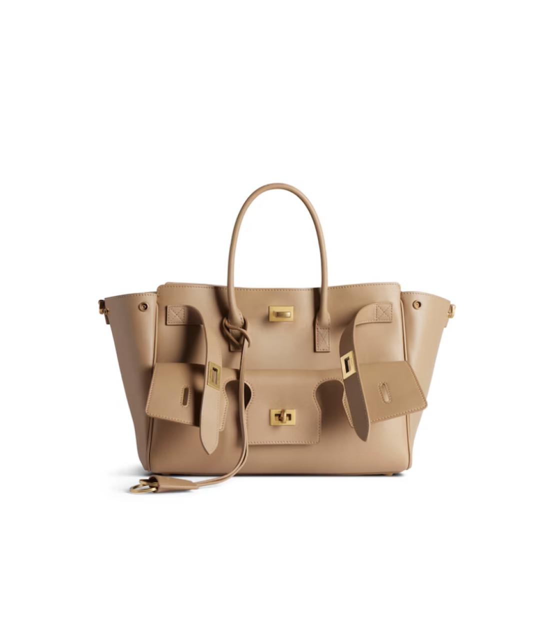 BALENCIAGA Бежевая кожаная сумка тоут, фото 1