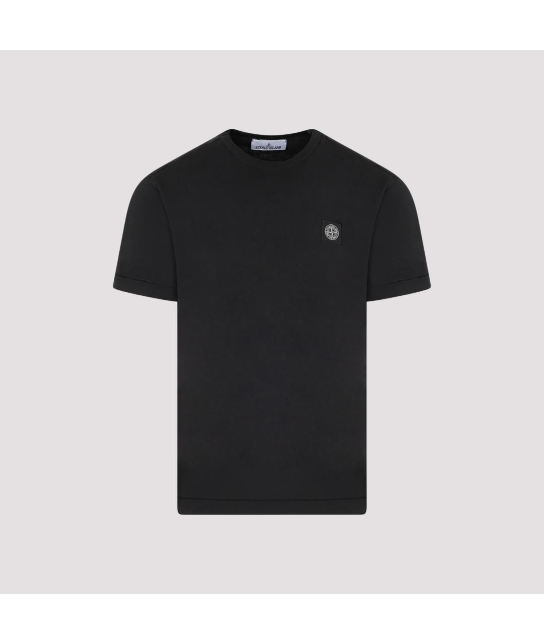 STONE ISLAND Черная хлопковая футболка, фото 2