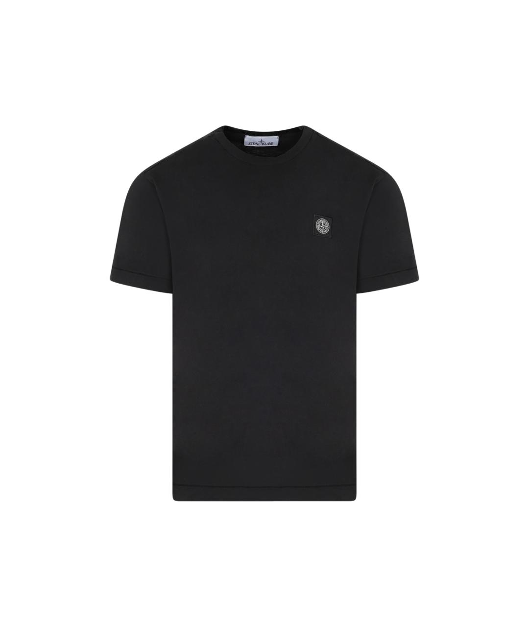 STONE ISLAND Черная хлопковая футболка, фото 1
