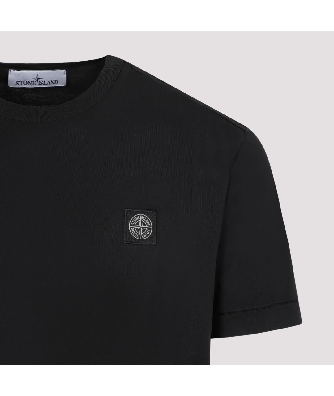 STONE ISLAND Черная хлопковая футболка, фото 4