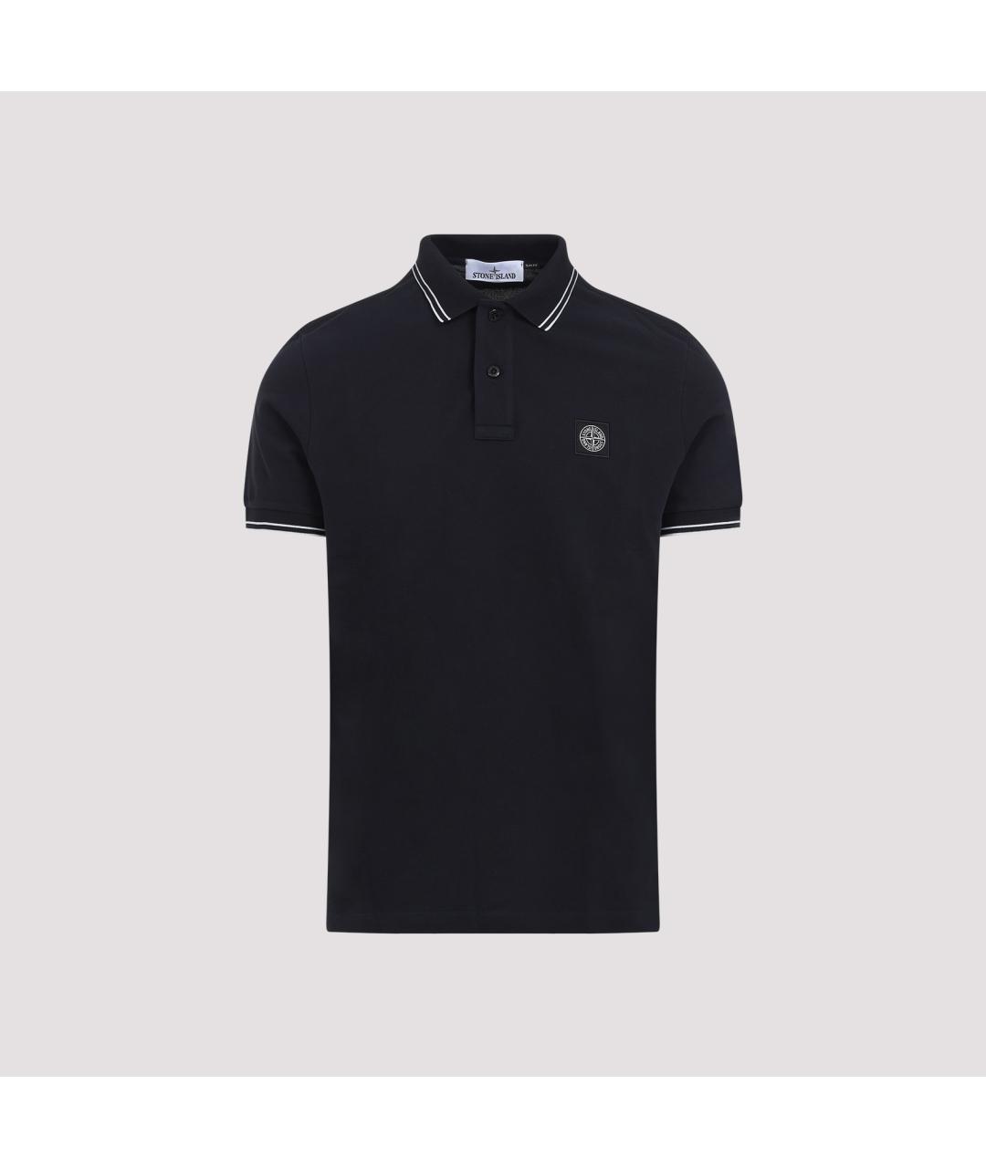 STONE ISLAND Темно-синее хлопковое поло с коротким рукавом, фото 2