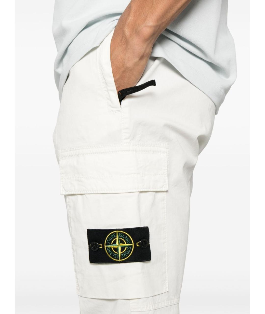 STONE ISLAND Белые хлопковые повседневные брюки, фото 4