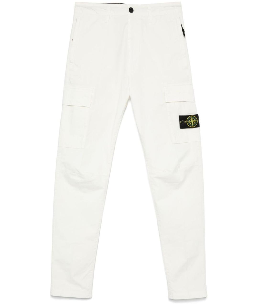 STONE ISLAND Белые хлопковые повседневные брюки, фото 1