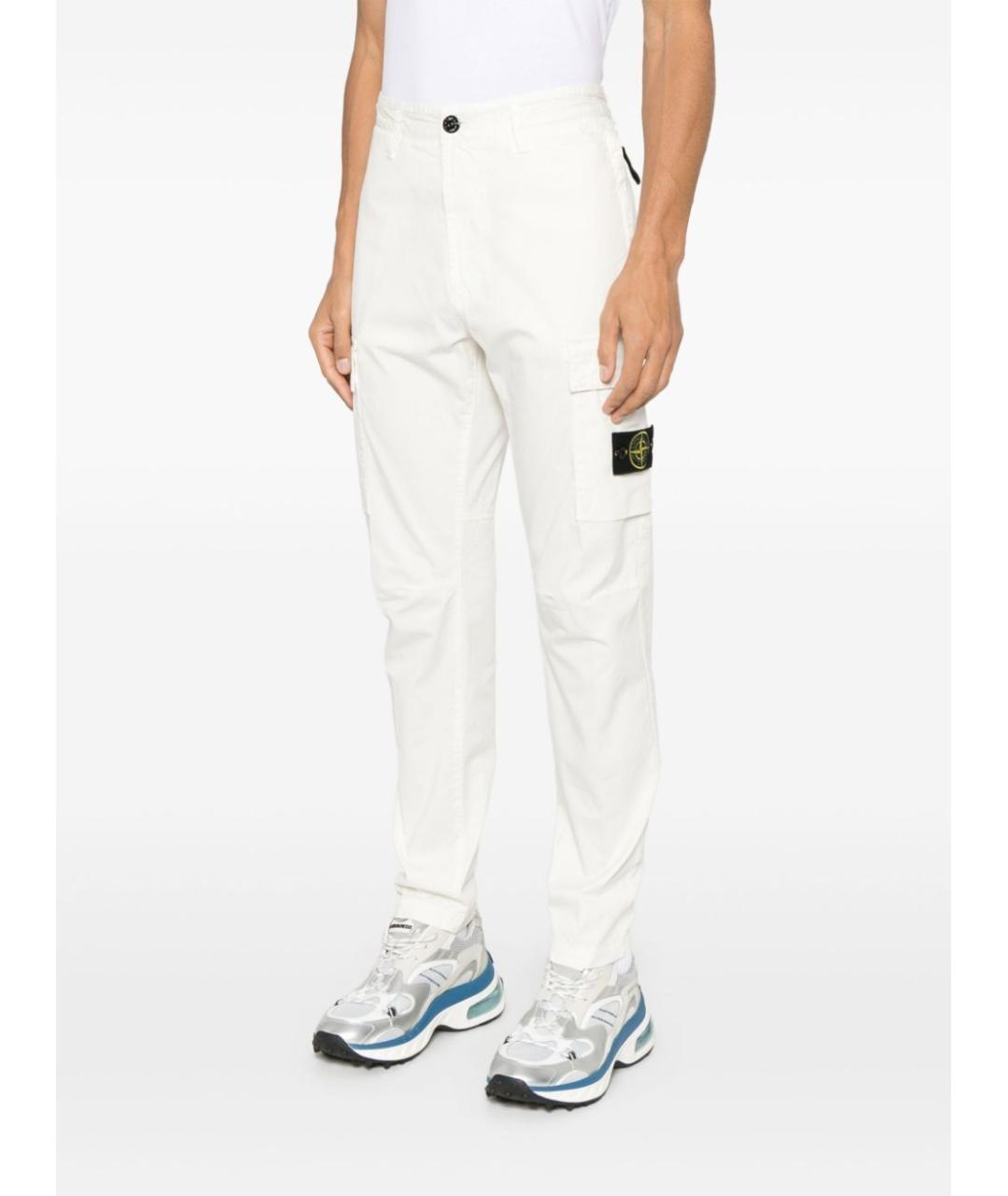STONE ISLAND Белые хлопковые повседневные брюки, фото 2