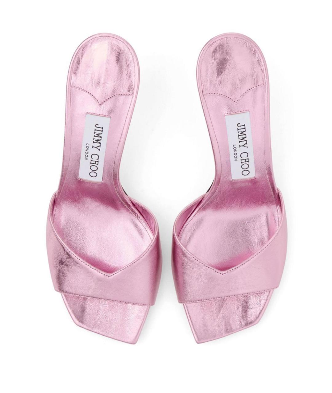 JIMMY CHOO Розовые кожаные мюли, фото 4
