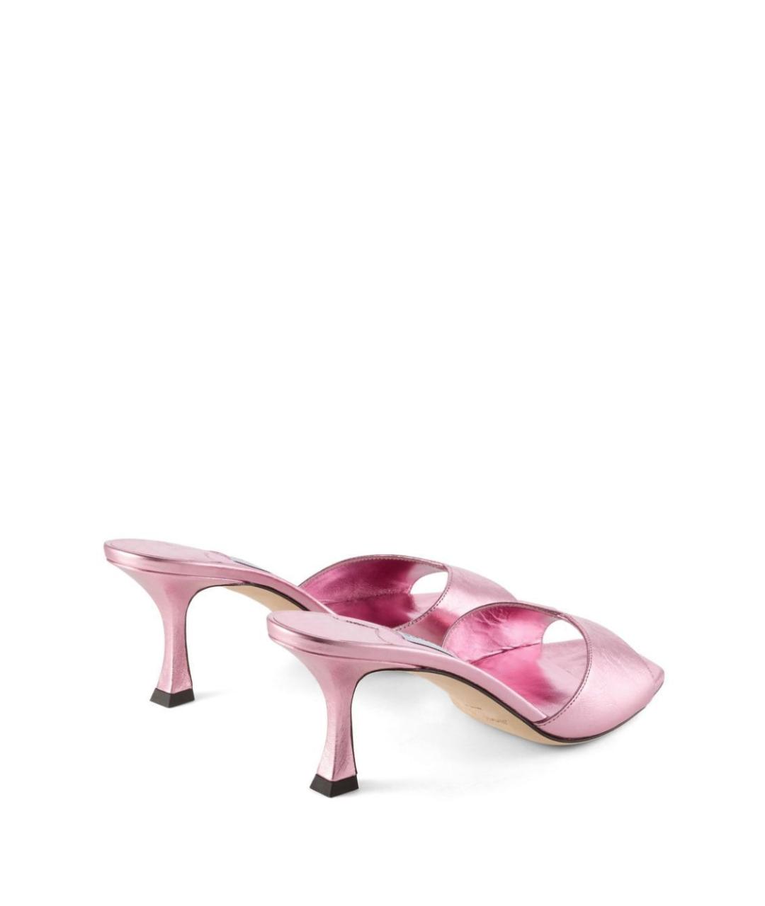 JIMMY CHOO Розовые кожаные мюли, фото 3