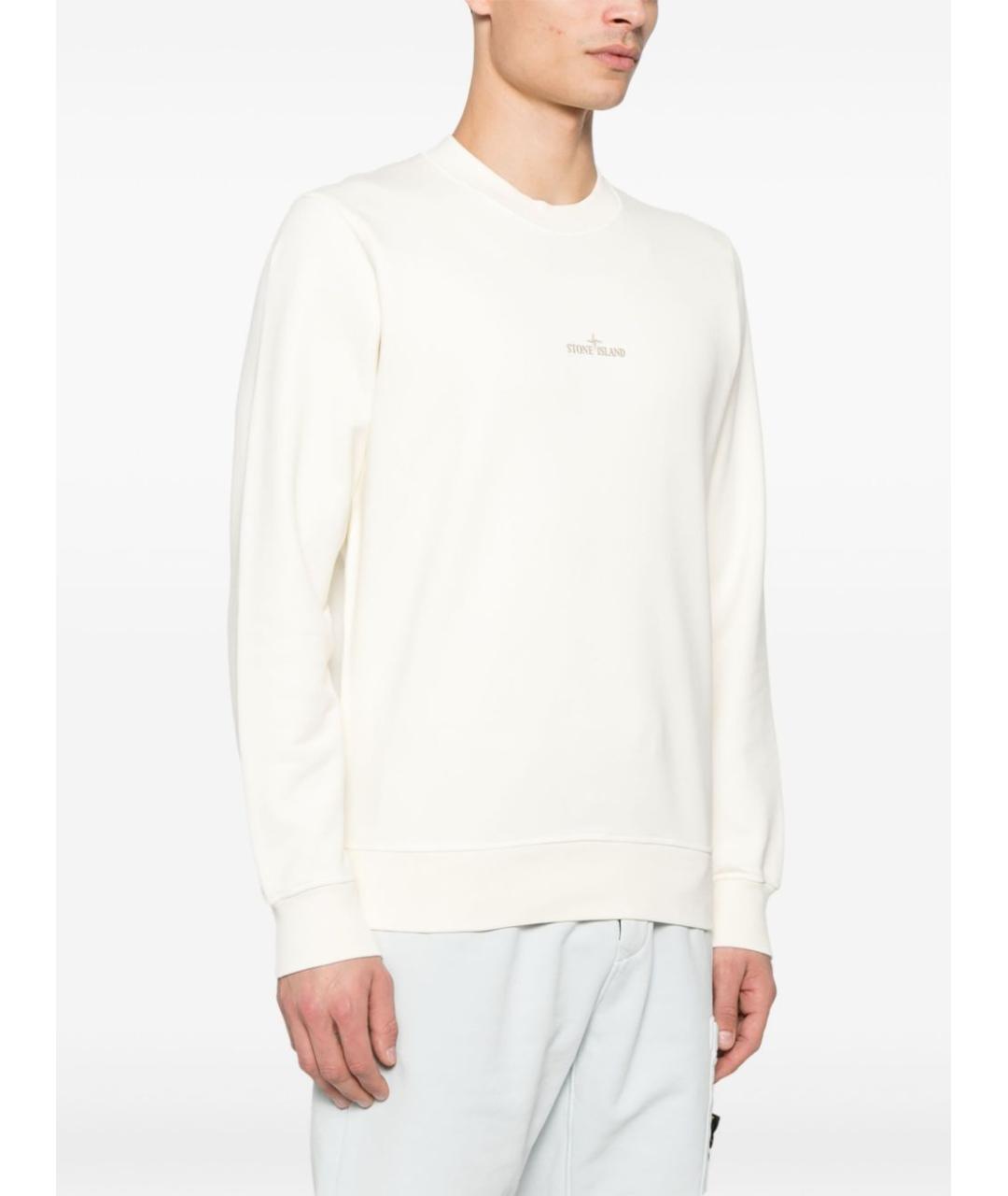 STONE ISLAND Белый хлопковый джемпер / свитер, фото 4