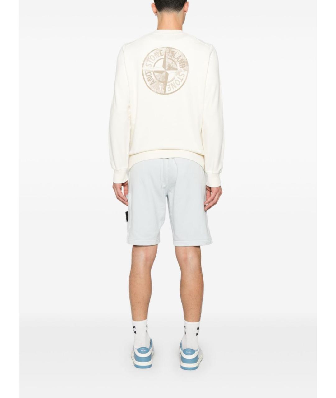 STONE ISLAND Белый хлопковый джемпер / свитер, фото 2