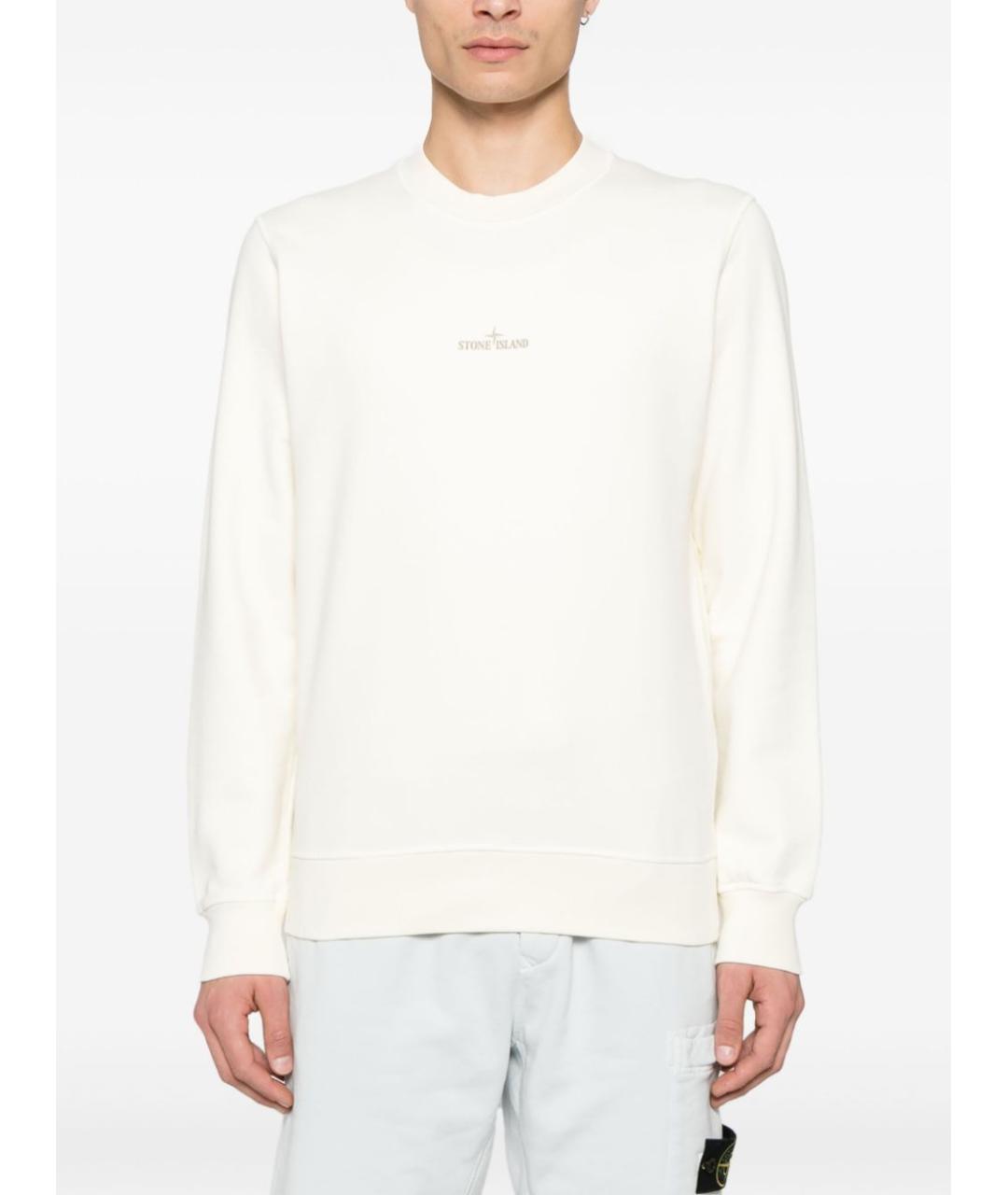 STONE ISLAND Белый хлопковый джемпер / свитер, фото 3