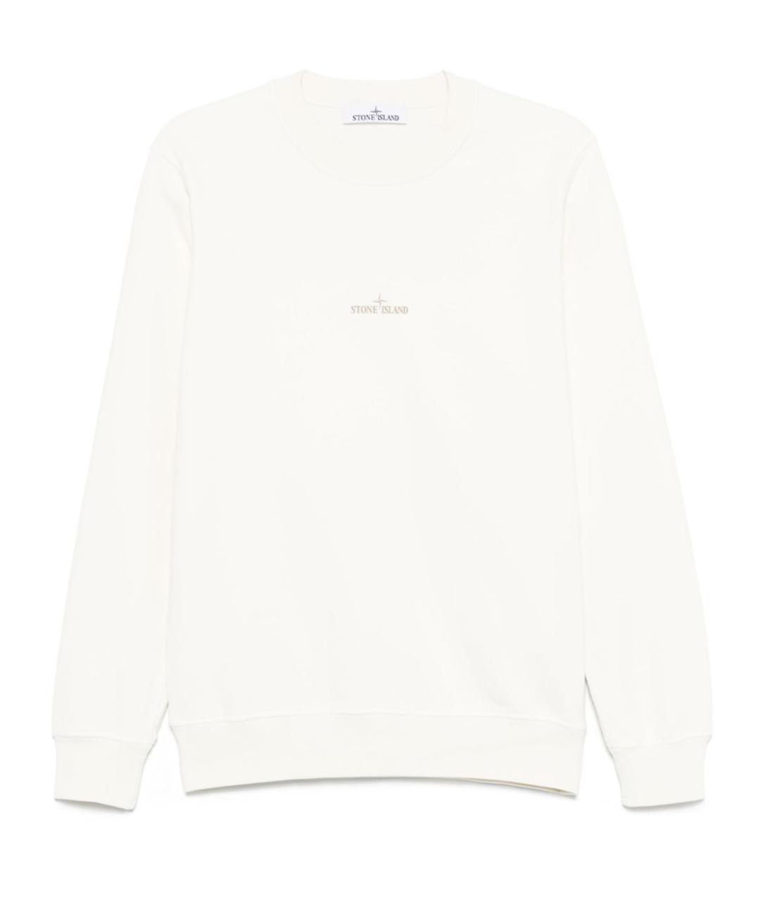 STONE ISLAND Белый хлопковый джемпер / свитер, фото 1