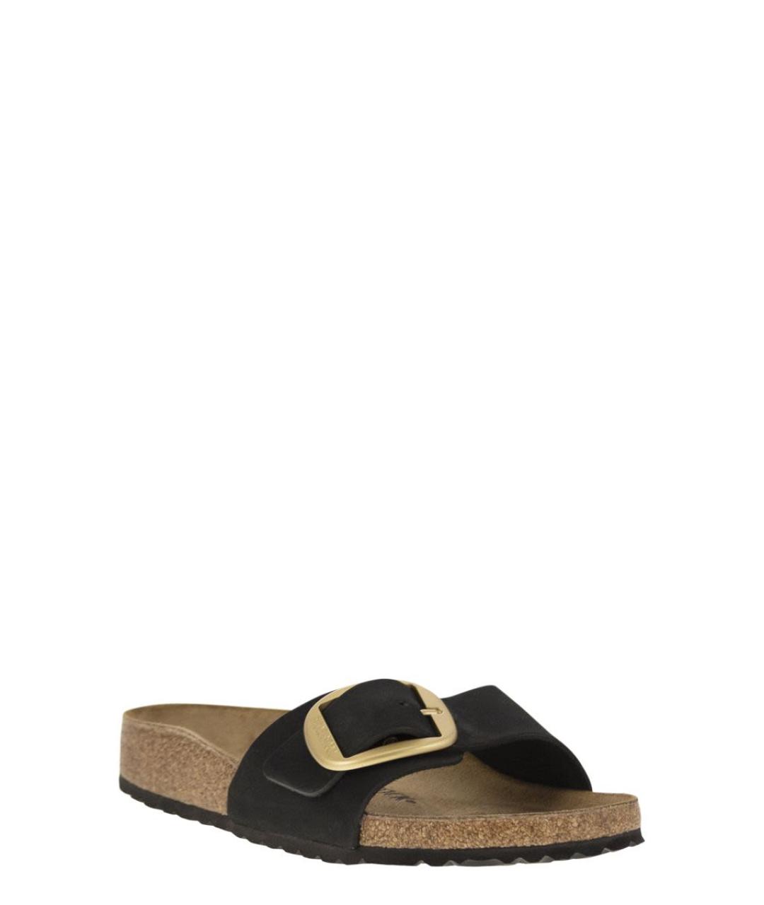BIRKENSTOCK Черные кожаные шлепанцы, фото 2