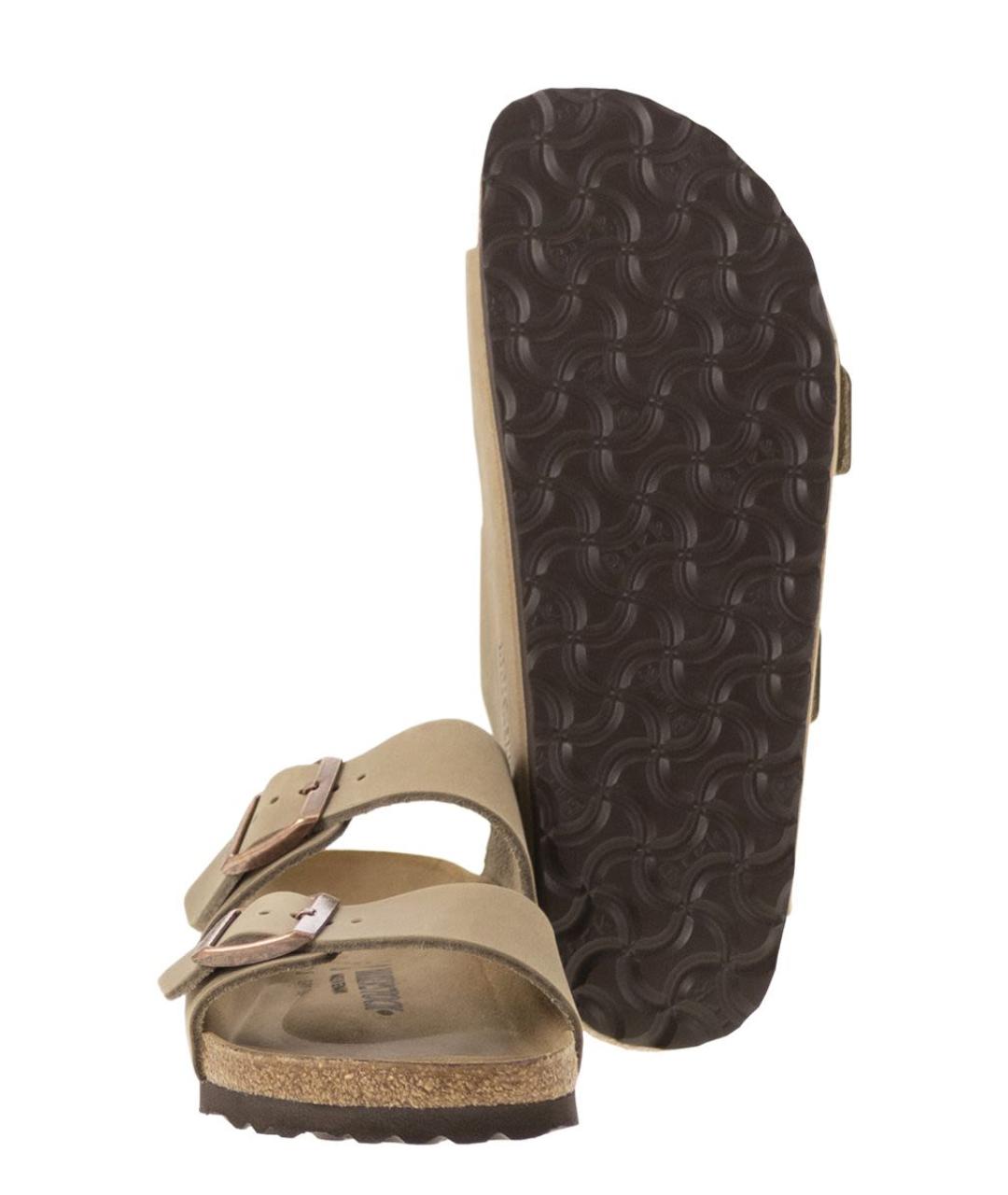 BIRKENSTOCK Бежевые кожаные шлепанцы, фото 5