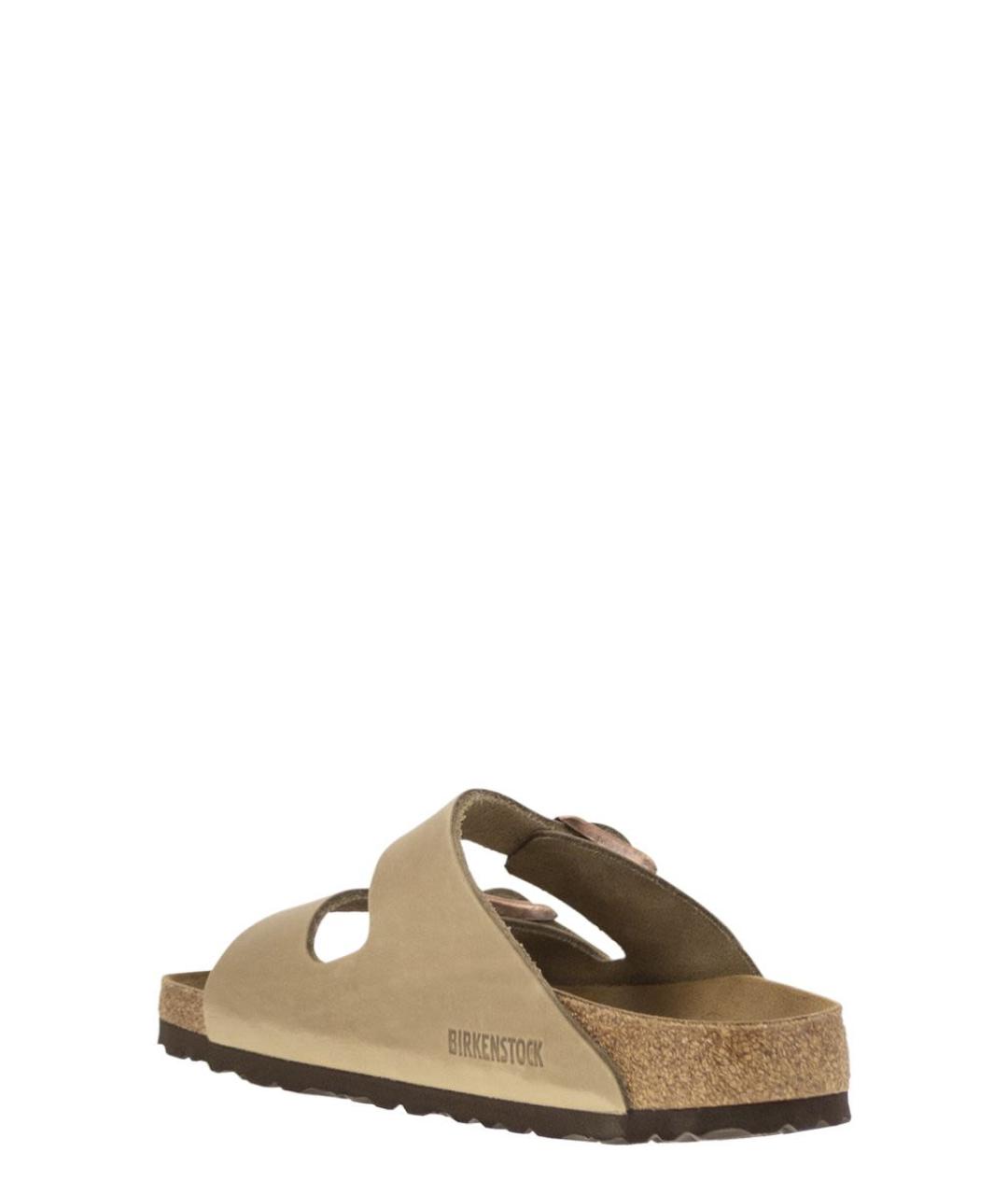 BIRKENSTOCK Бежевые кожаные шлепанцы, фото 3