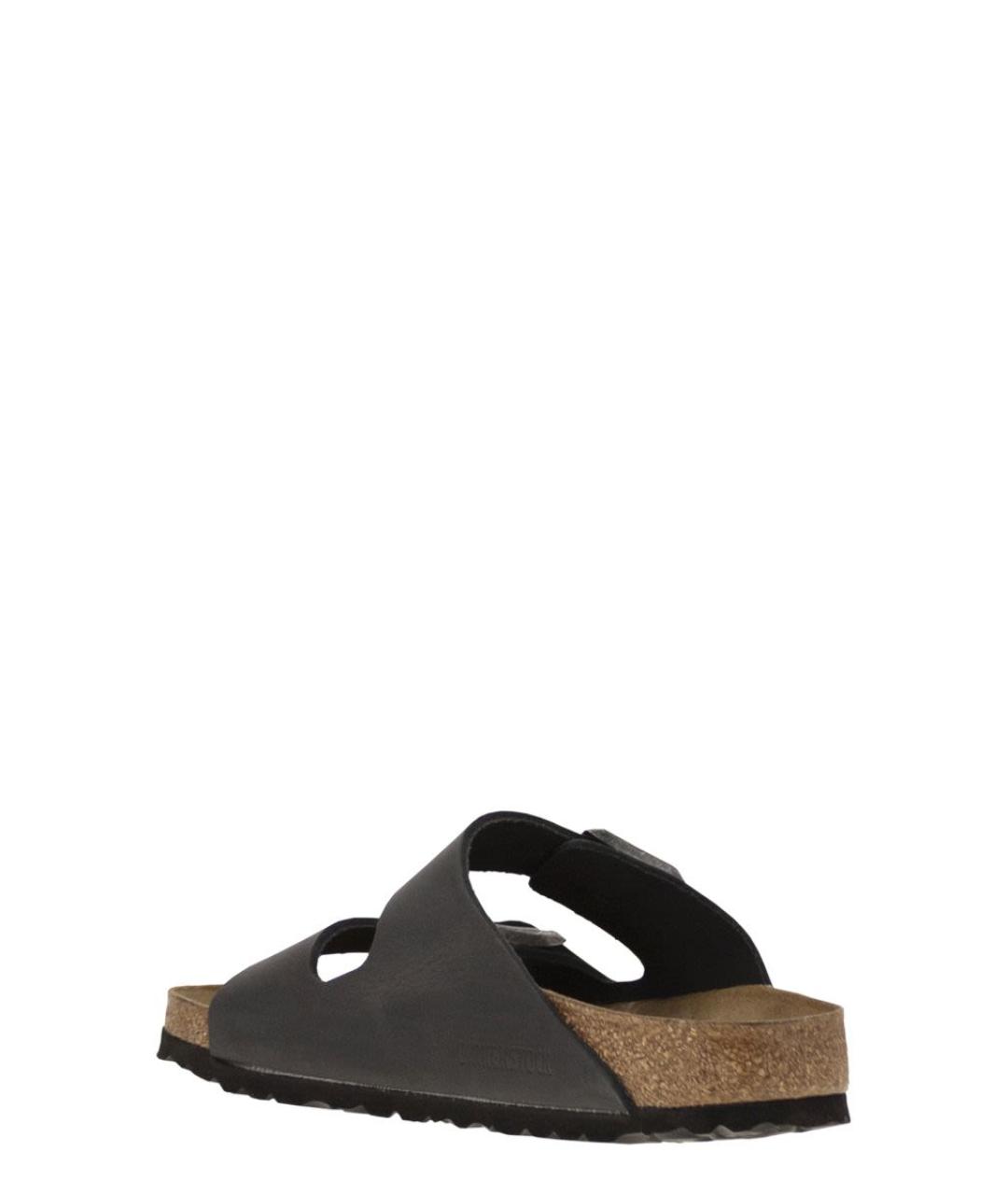 BIRKENSTOCK Антрацитовые кожаные шлепанцы, фото 3