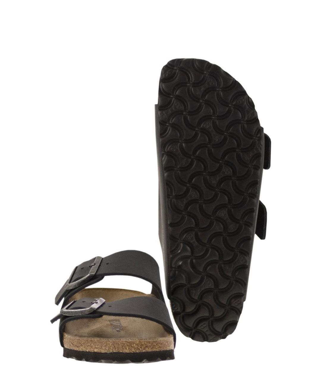 BIRKENSTOCK Антрацитовые кожаные шлепанцы, фото 5
