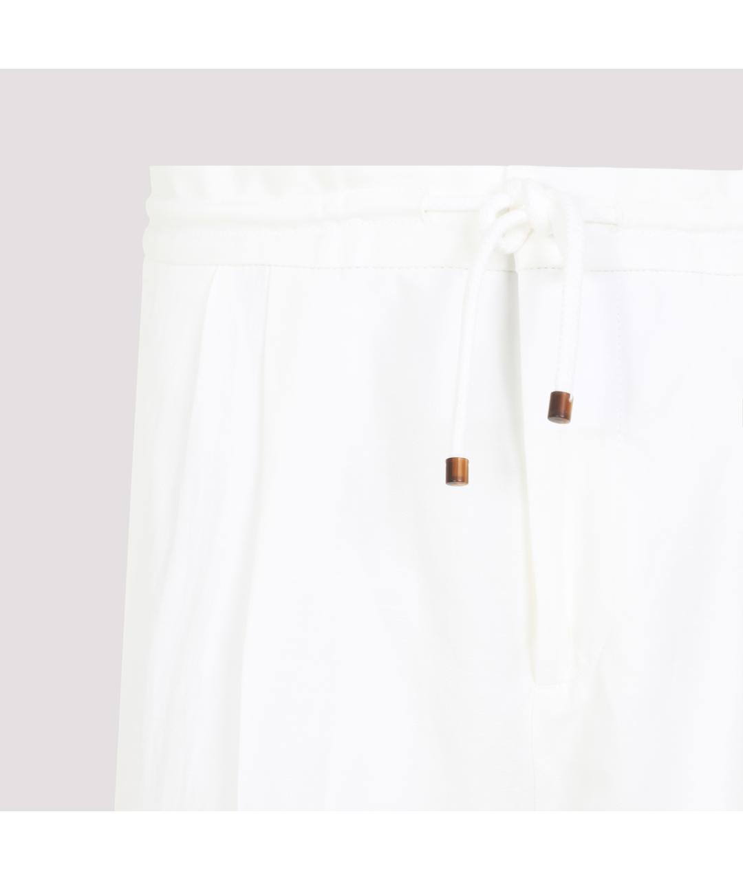 BRUNELLO CUCINELLI Белые хлопковые повседневные брюки, фото 4