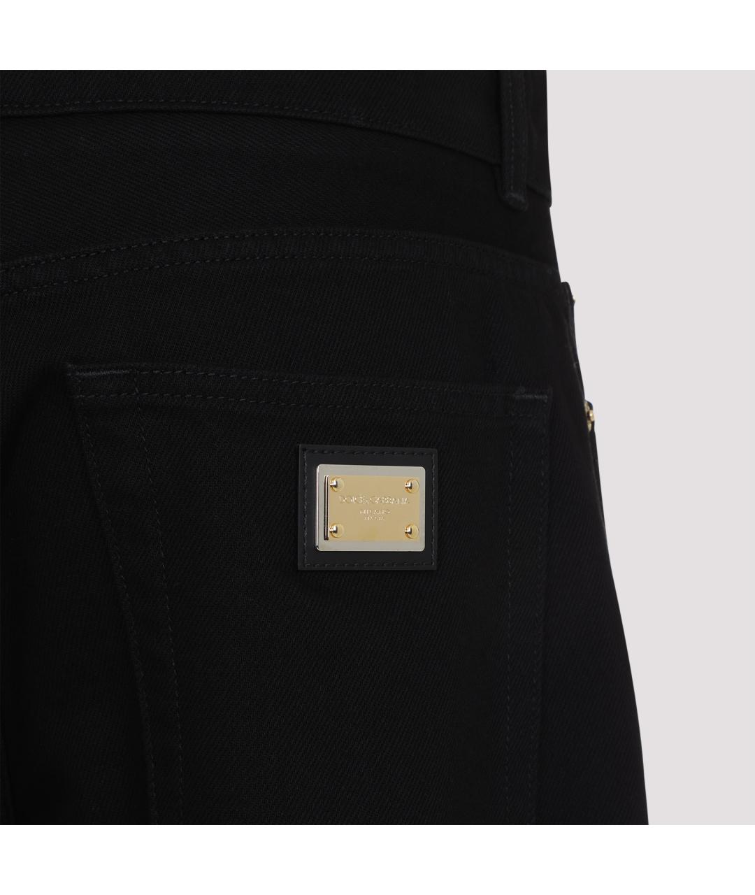 DOLCE&GABBANA Черные хлопковые прямые брюки, фото 4