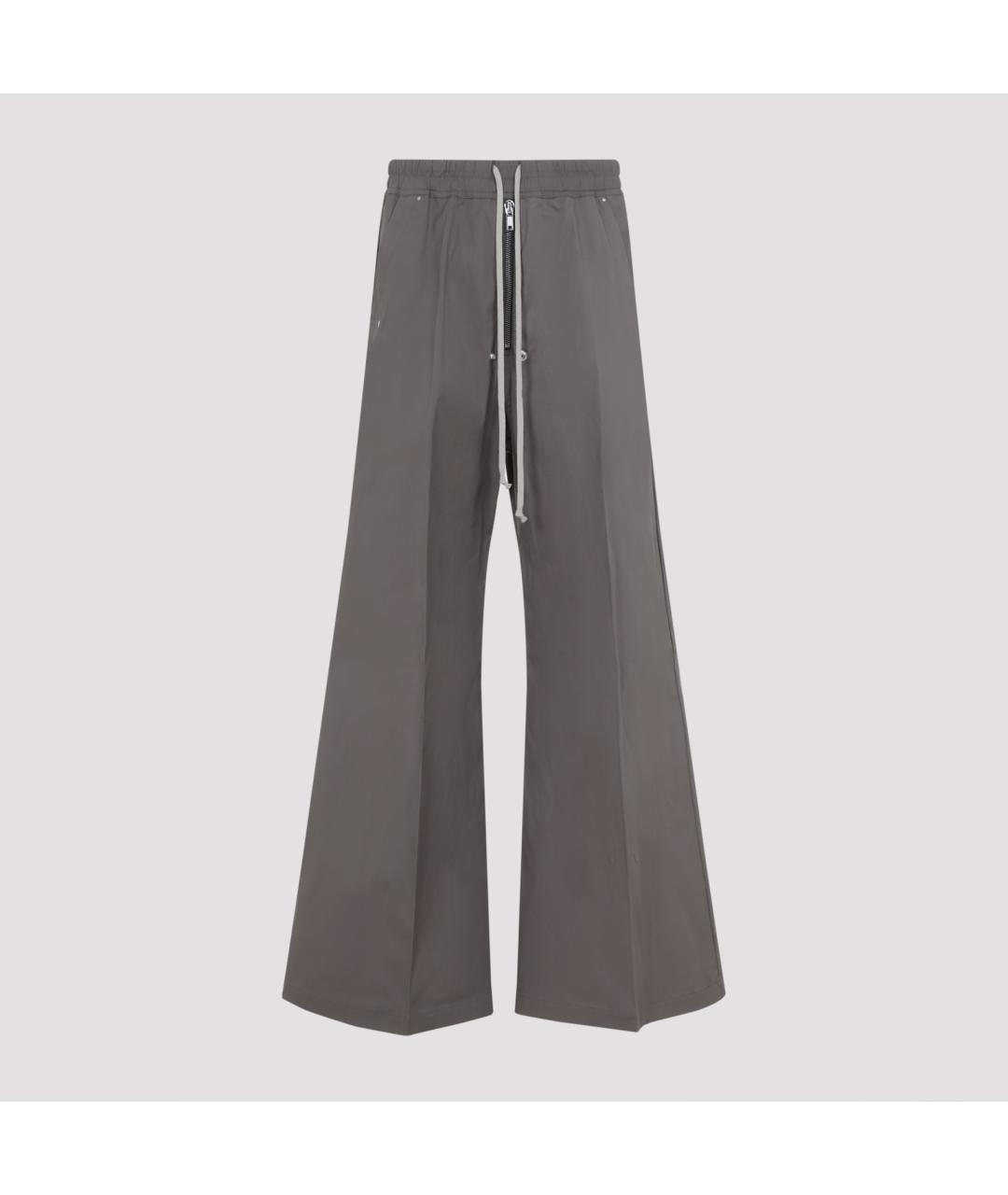 RICK OWENS Серые хлопковые повседневные брюки, фото 2