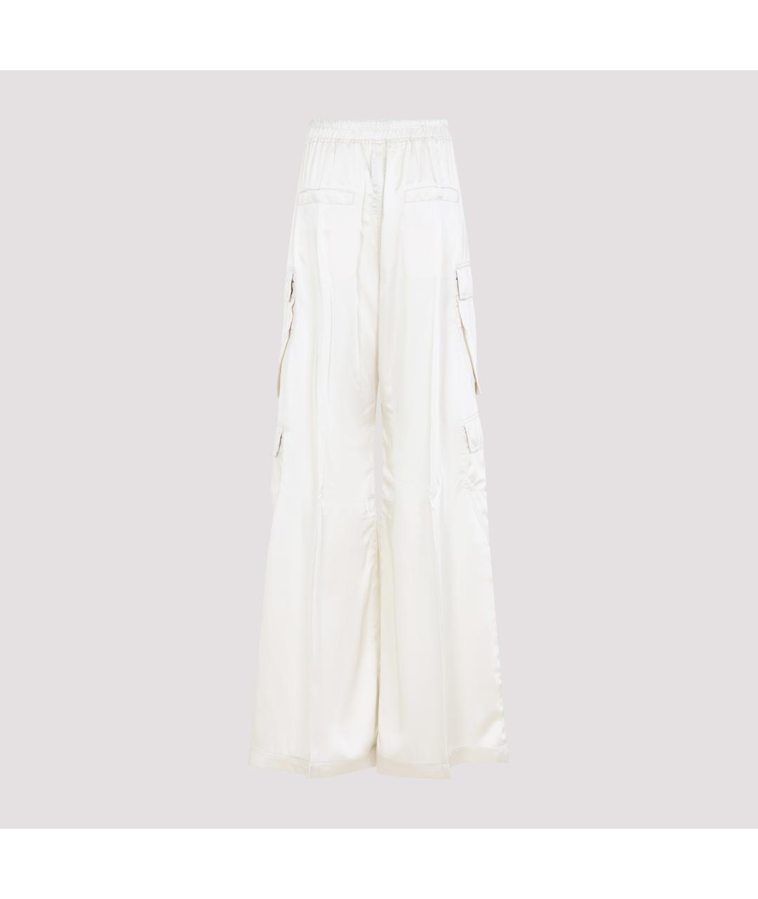 RICK OWENS Белые вискозные прямые брюки, фото 3